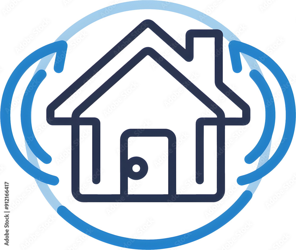 Minimalist Flat Icon of House with Refinance Circular Arrows Outline Design for UI Minimalist Flat Icon of House with Refinance Circular Arrows Outline Design for UI