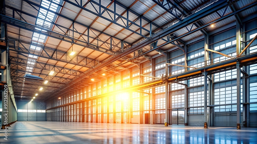 Steel and Sunshine: A Warehouse Setting AI generated Steel and Sunshine: A Warehouse Setting AI generated
