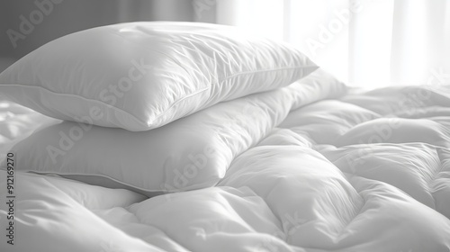A pile of pillows sitting on top of a bed covered in white sheets