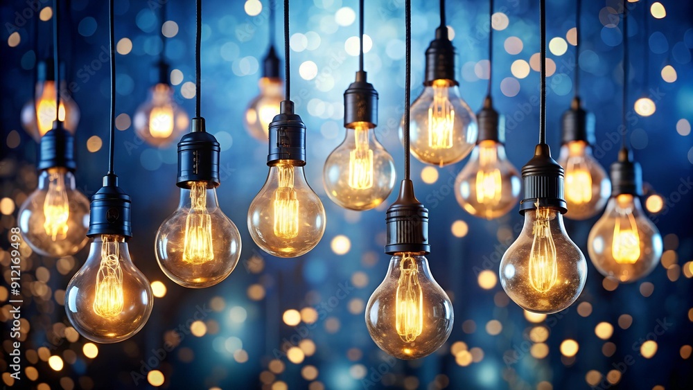 Whispers of Warmth: A Symphony of Glowing Tungsten Bulbs Against a Deep Blue Canvas Generative AI Whispers of Warmth: A Symphony of Glowing Tungsten Bulbs Against a Deep Blue Canvas Generative AI