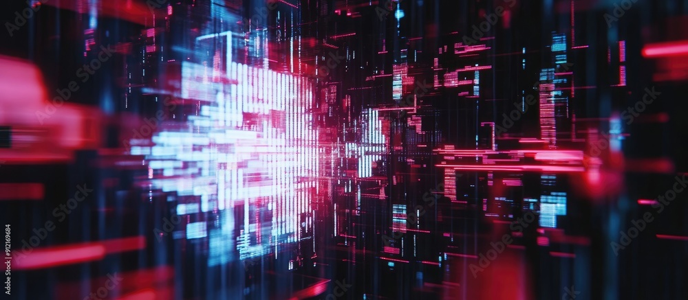 Fototapeta premium 3D Rendering of Future Text with Technological Glitch Effects and Screen Interference