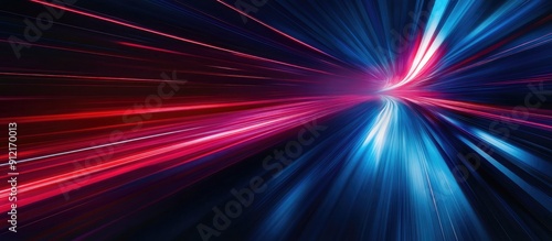 Abstract Technology Background with Blue and Red Speed Lines Blank Perspective for Product Display or Artwork Montage
