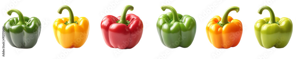 Collection of various bell pepper isolated on transparent background Collection of various bell pepper isolated on transparent background