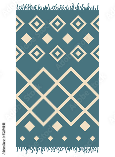 Nubian Egyptian rug ornaments are designed with retro vintage geometrical flat illustrations and colours