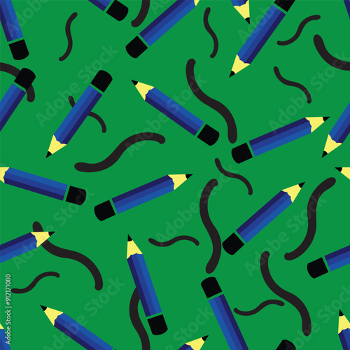 Seamless Blue Pencil Pattern: Perfect for Fun and Educational Kids' Themes