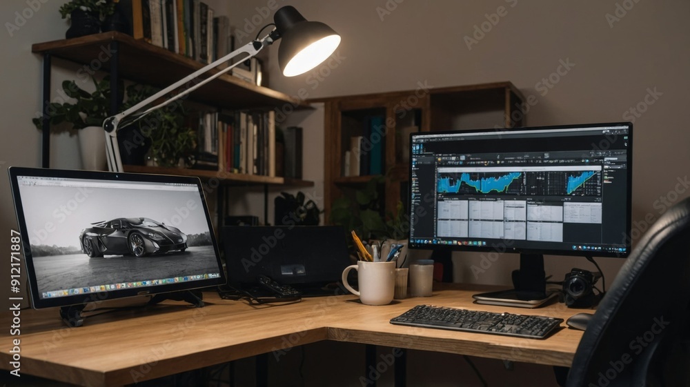 Working from home in ergonomic workstation Working from home in ergonomic workstation