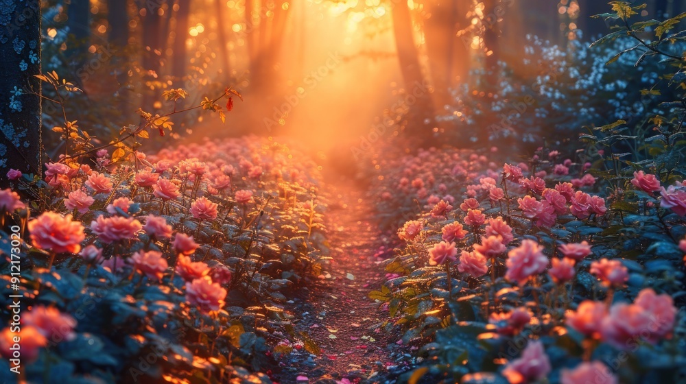 Obraz premium Magical Forest Path at Sunrise