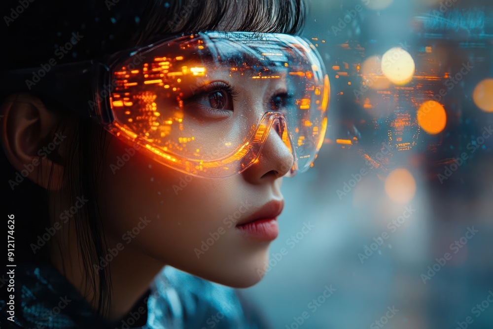 futuristic cyberpunk cityscape with holographic interfaces and neonlit architecture animestyle character in sleek outfit interacts with augmented reality display futuristic cyberpunk cityscape with holographic interfaces and neonlit architecture animestyle character in sleek outfit interacts with augmented reality display
