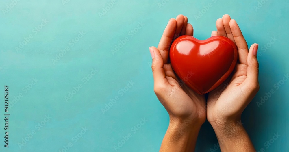 A person holding a red heart in their hands A person holding a red heart in their hands