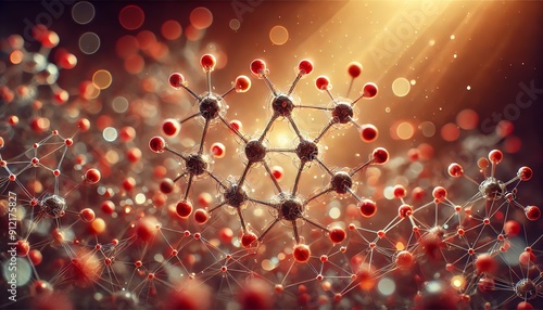 A molecular structure with interconnected atoms and bonds