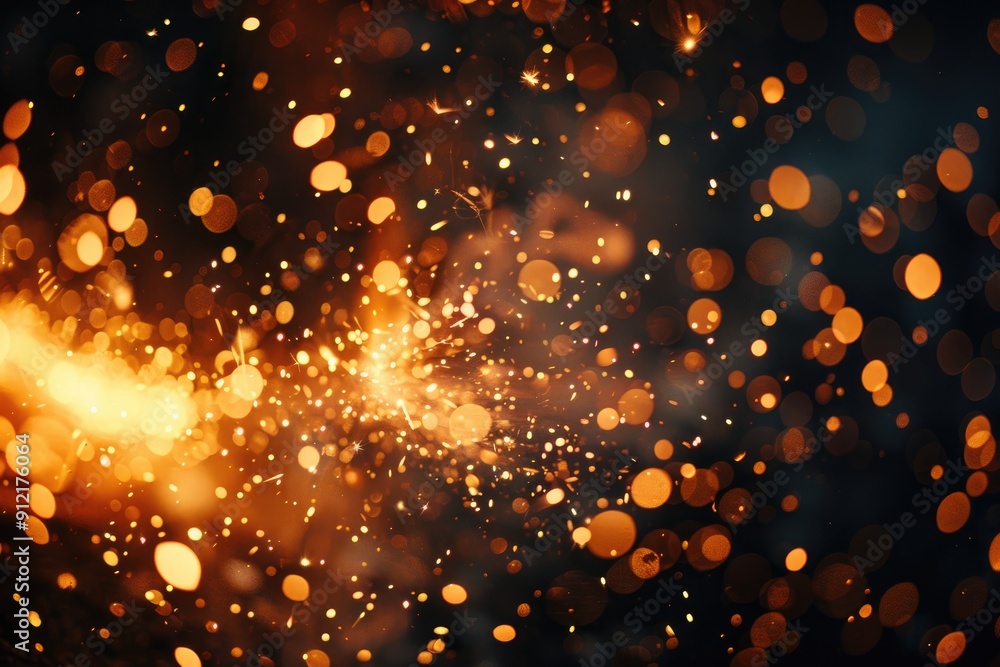Fototapeta premium Abstract blurred orange bokeh background. Perfect for adding a festive glow to your designs.