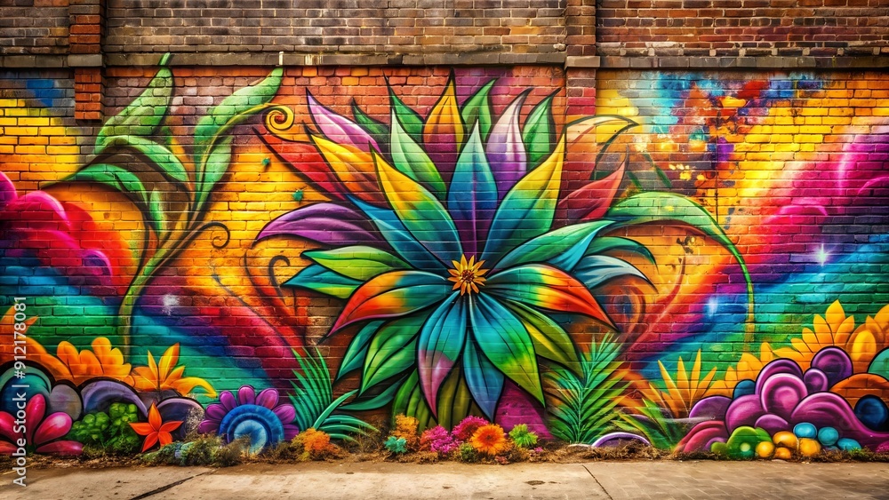 Urban Oasis: A Burst of Color on a Brick Wall Generative AI Urban Oasis: A Burst of Color on a Brick Wall Generative AI
