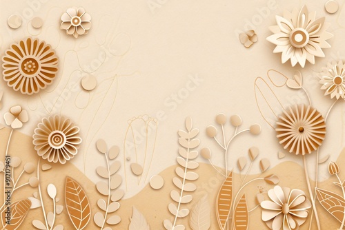 Abstract Beige Floral Background.