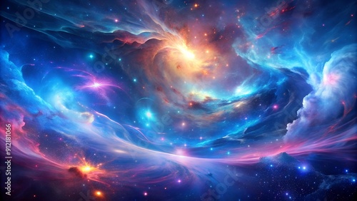 Cosmic Nebula Dance: A Swirling Symphony of Blue and Pink Generative AI