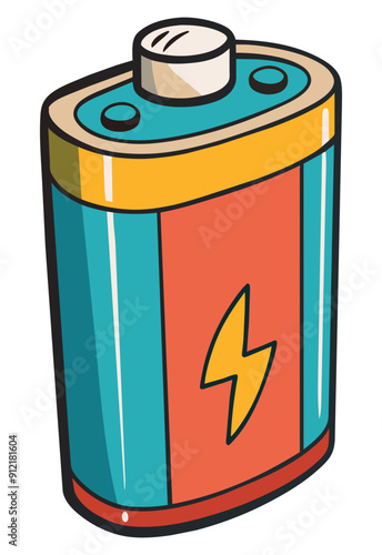 Cartoon illustration of a single aa battery. Vector illustration