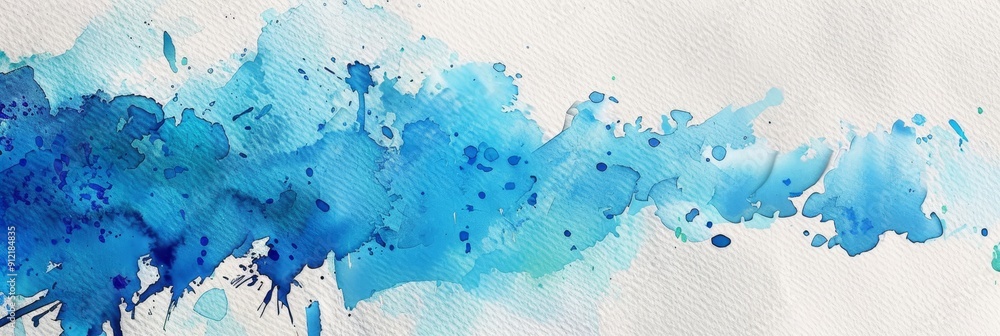 Abstract Watercolor Blue Splashes on White Background - A vibrant blue watercolor splash with abstract shapes and textures, symbolizing creativity, freedom, energy, movement, and fluidity. Abstract Watercolor Blue Splashes on White Background - A vibrant blue watercolor splash with abstract shapes and textures, symbolizing creativity, freedom, energy, movement, and fluidity.