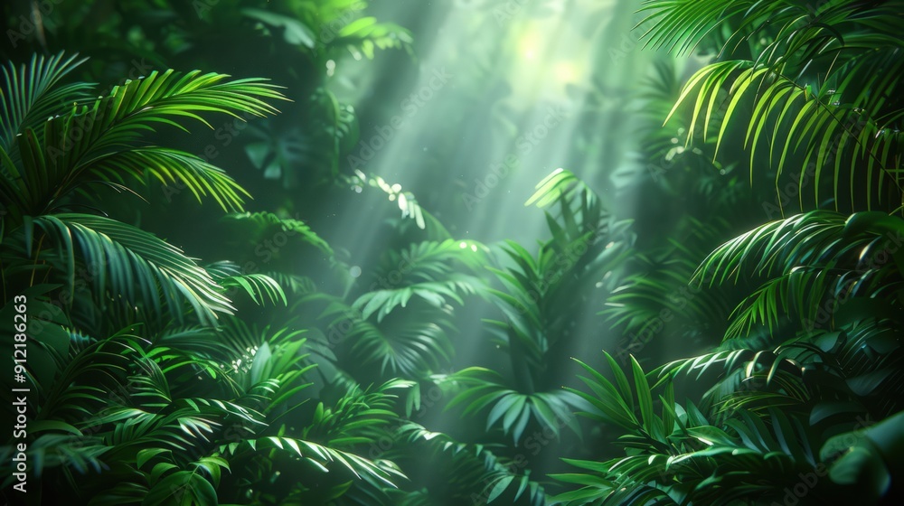 Fototapeta premium Sunlight Through Lush Jungle Foliage