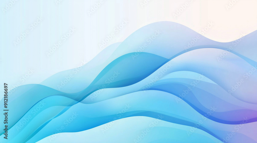 Fototapeta premium Modern light blue wave overlapped pattern on background. white background. Minimal geometric white light background abstract design. Elegant blue wave and white Background. 