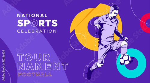 silhouette of soccer athlete. Design with the concept of celebrating national and international football sports days. Football tournament. design template for sports match event