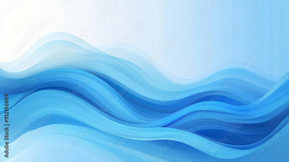 Fototapeta premium Abstract soft blue wave background. 3d blue background with blue lines curved wavy sparkle with copy space for text. Three-dimensional wave and blue background.