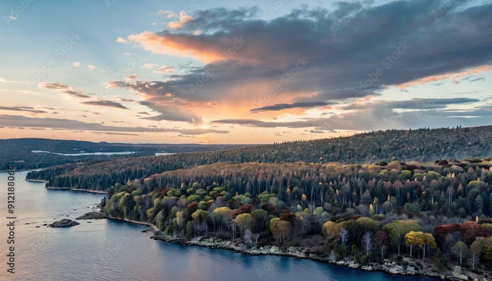 Fototapeta premium Serene Waters and Verdant Hills