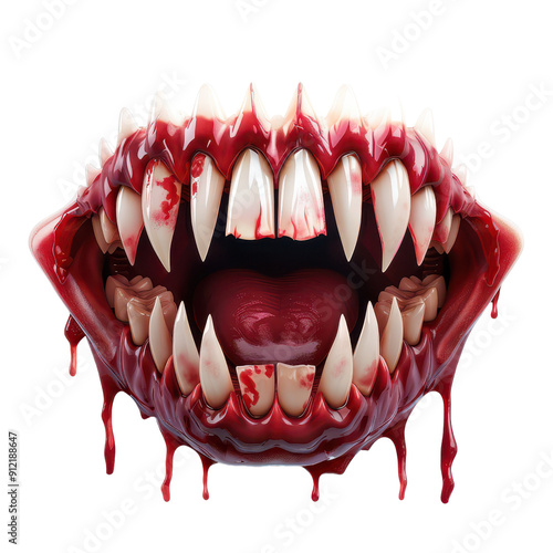 Vampire teeth, Halloween element, isolated on Transparent background.