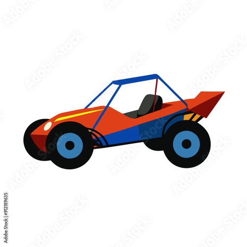 cartoon red dune buggy illustration, beach, desert vehicle, sand transport, transparent