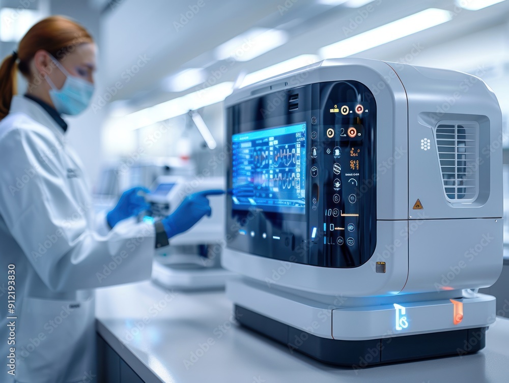 Scientist working with advanced medical technology Scientist working with advanced medical technology