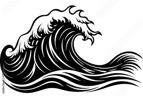 sea wave silhouette isolated on white background. Nature ocean graphic symbol vector illustration
