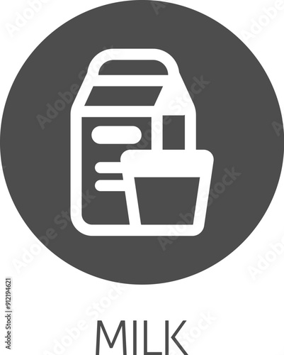 A milk dairy lactose carton and glass food allergy icon concept. Possibly an icon for the allergen or allergy.