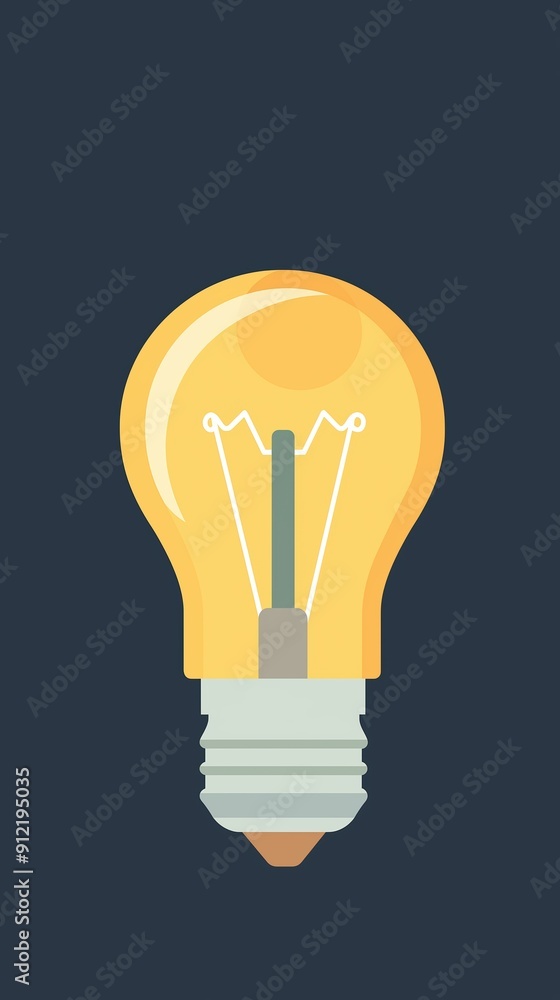 Light bulb glowing, symbolizing a bright idea, flat design illustration Light bulb glowing, symbolizing a bright idea, flat design illustration