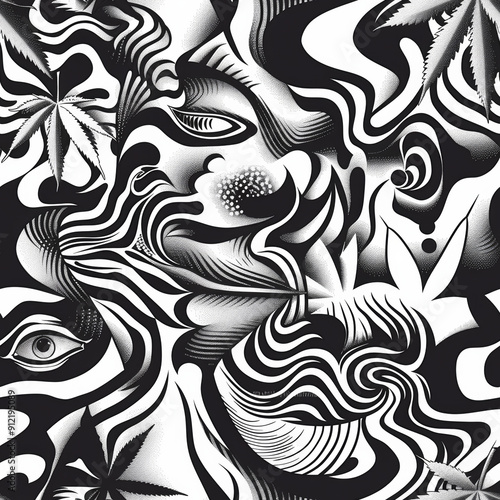 random black and white psychedelic design