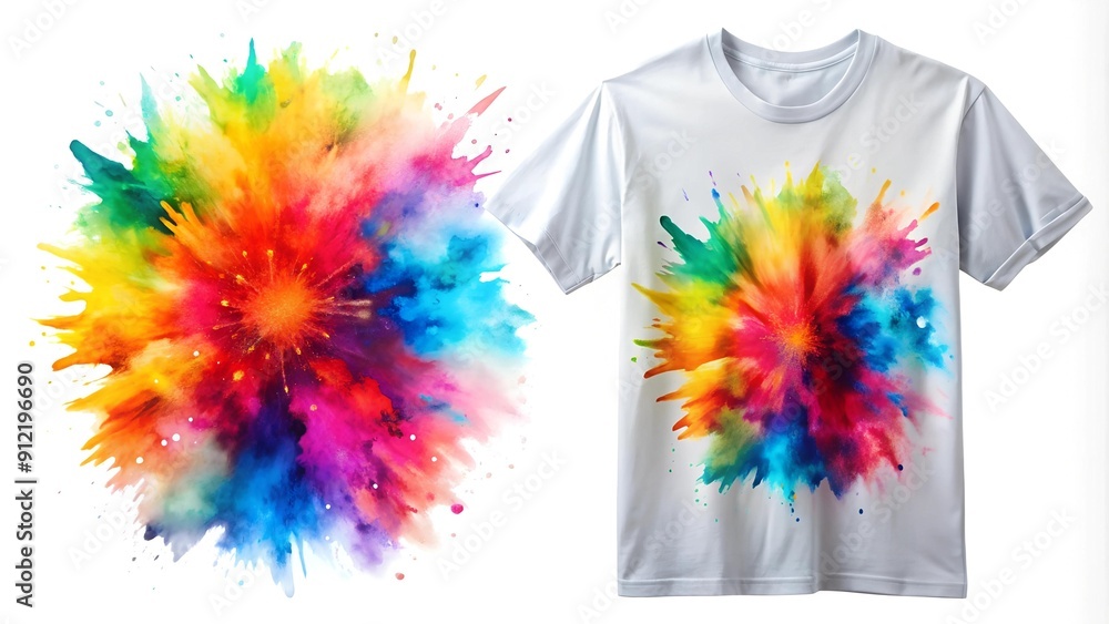 Abstract Watercolor Burst T-Shirt Design Generative AI Abstract Watercolor Burst T-Shirt Design Generative AI