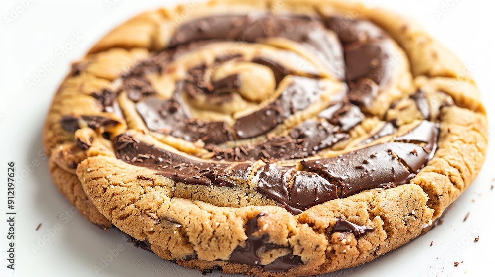 Peanut butter chocolate swirl cookie, closeup, against a white background Peanut butter chocolate swirl cookie, closeup, against a white background