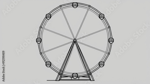 Continuous one line drawing of a ferris wheel in park