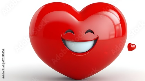 Smiley face with heart 3D emoji. 3D rendering