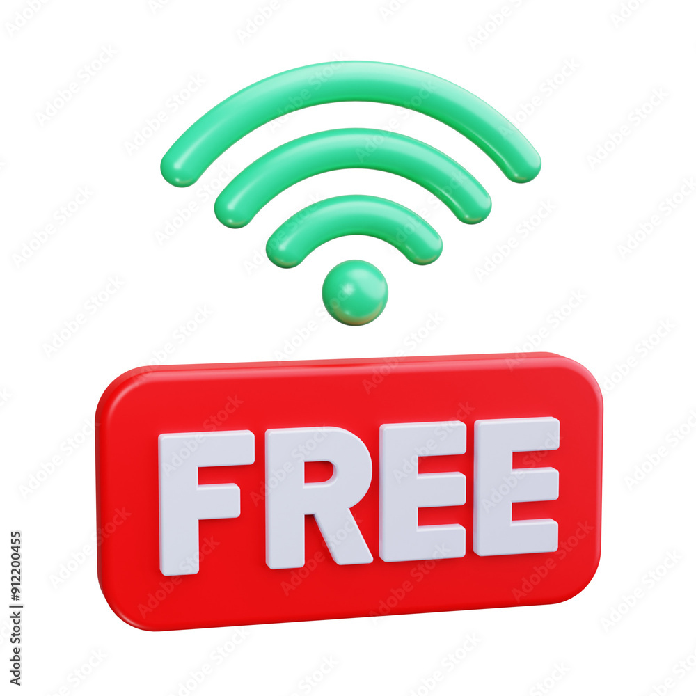 free wifi 3d render icons