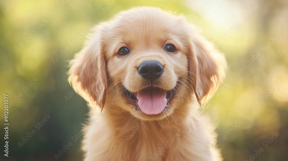 Golden Retriever Puppy Portrait with a Happy Expression Golden Retriever Puppy Portrait with a Happy Expression