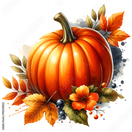 Watercolor Halloween Pumpkins Clipart, Floral Pumpkin, Fall Pumpkin PNG, Pumpkin PNG, Fall Pumpkin Clipart, Halloween Pumpkin Graphics