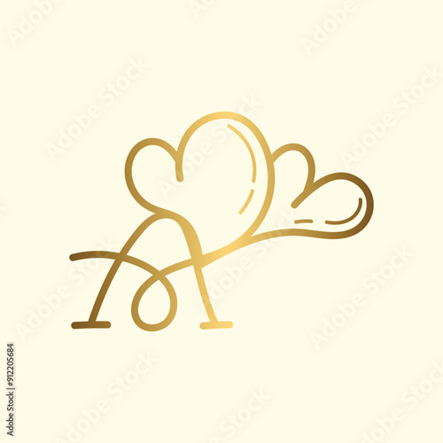 Letter A heart logo icon design template elements