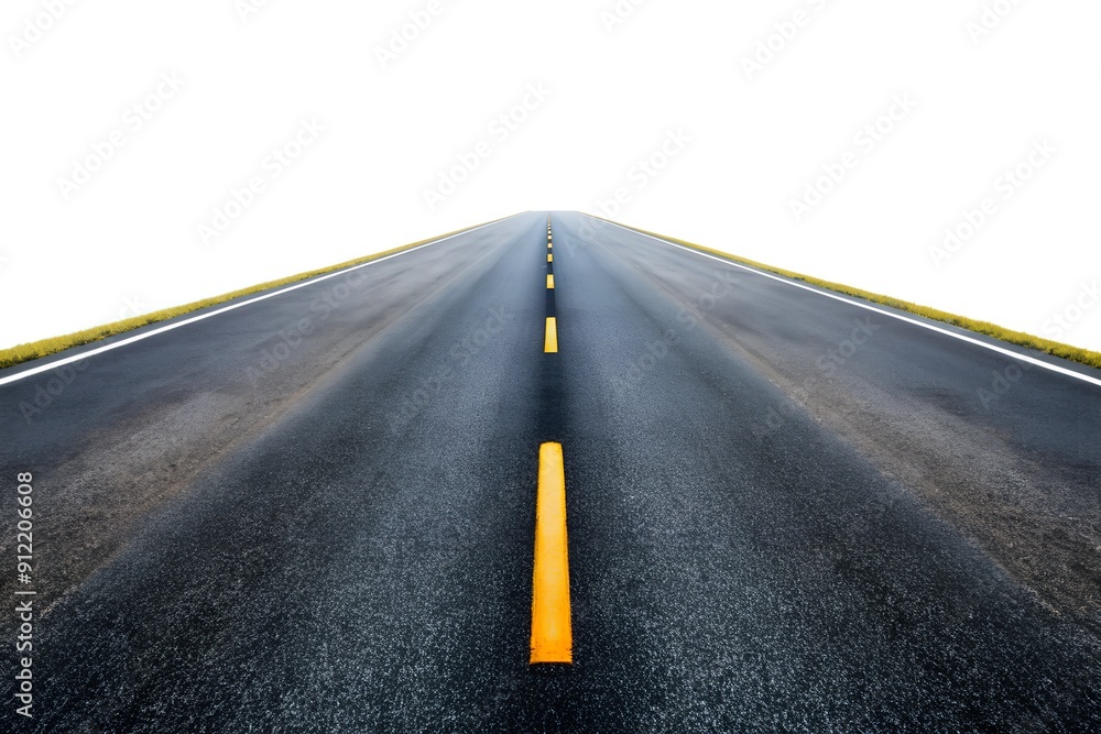 Naklejka premium asphalt road isolated on white