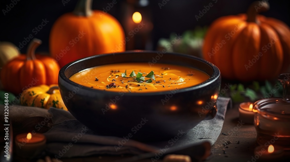 Fototapeta premium Pumpkin, butternut squash cream, Creamy Pumpkin Soup