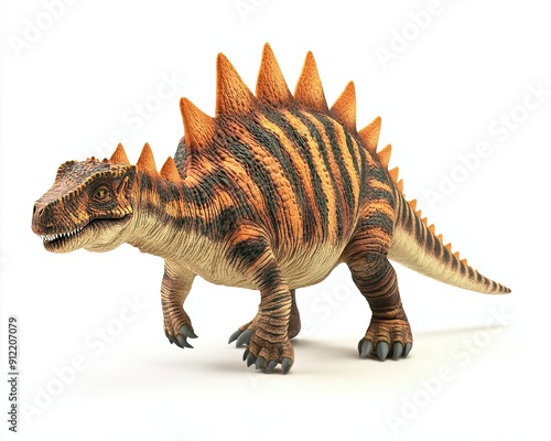 Spiky Dinosaur Walking on White Background