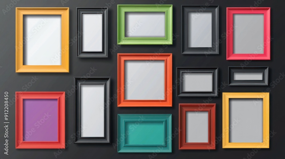 Colorful Frames on Black Wall Colorful Frames on Black Wall