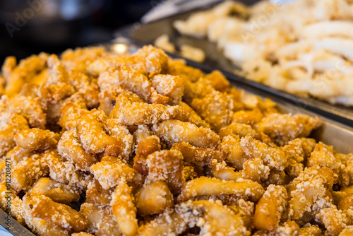 Deep fried meat sell in the street market photo