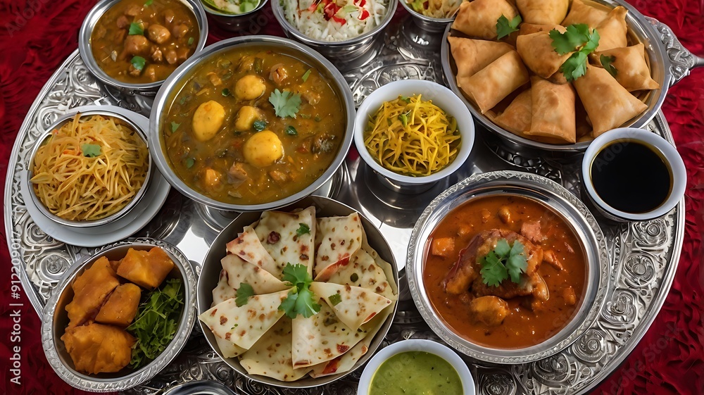 top view of Asian foods