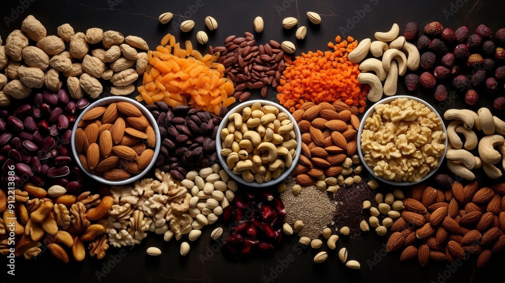 Obraz premium Assorted nuts arranged for visual appeal