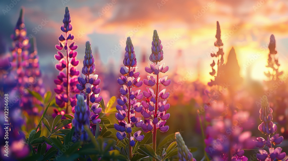 field with gorgeous lupinus flowers field with gorgeous lupinus flowers
