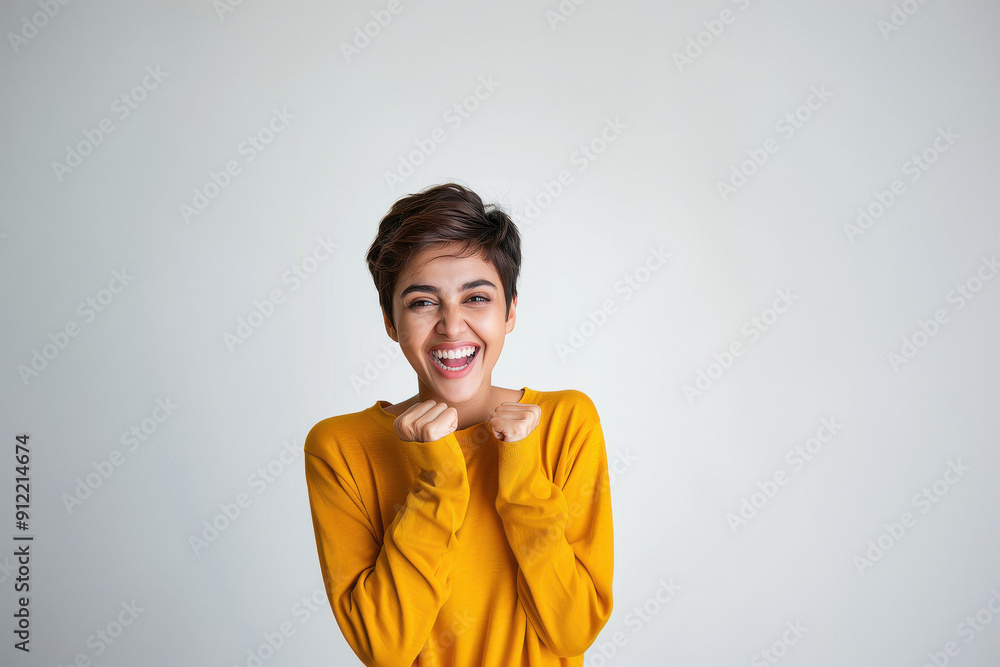young indian woman smiling on white background young indian woman smiling on white background