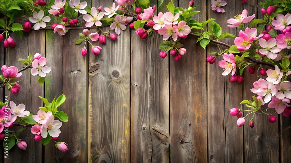 A Symphony of Pink: Apple Blossoms in a Rustic Garden Generative AI A Symphony of Pink: Apple Blossoms in a Rustic Garden Generative AI